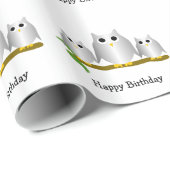 Silver Owls Design Birthday Gift ラッピングペーパー (ロールコーナー)