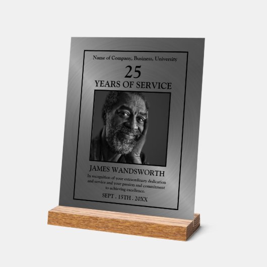 Silver/Personalised Photo - Employee Award アクリルサイン (傾斜)