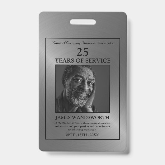 Silver/Personalized Photo - Employee Award バッジ (正面)