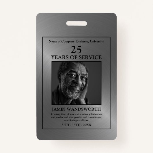 Silver/Personalized Photo - Employee Award バッジ (正面)