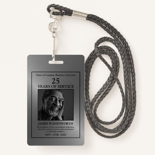 Silver/Personalized Photo - Employee Award バッジ (裏面ランヤード)