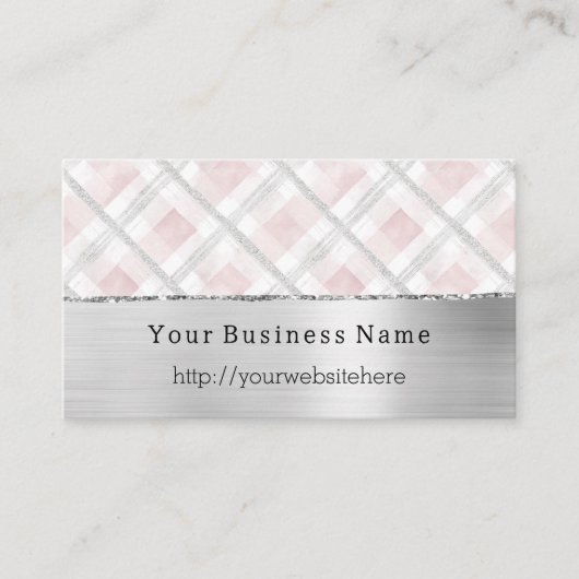 Silver Pink Glitzy Stripes Business name website 名刺 (正面)
