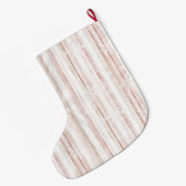 Silver Pink White Snowflakes Stripes Christmas ラージクリスマスストッキング (裏面 (吊り時))