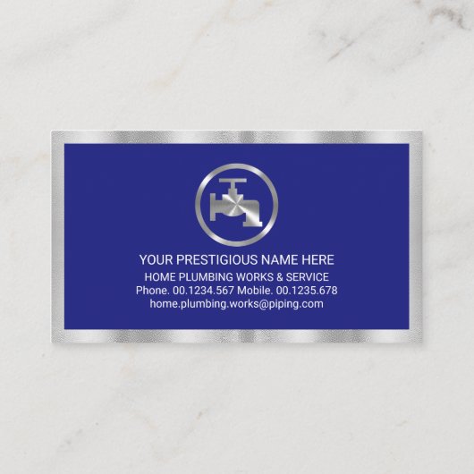 Silver Pipeline In Blue Water Grunge 名刺 (裏面)