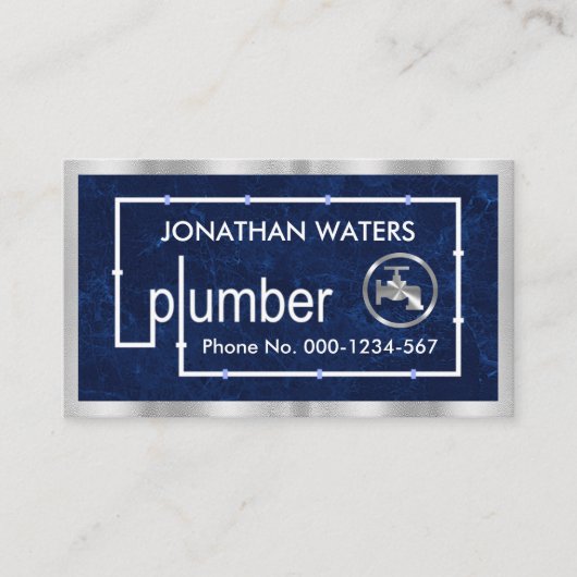 Silver Pipeline In Blue Water Grunge 名刺 (正面)