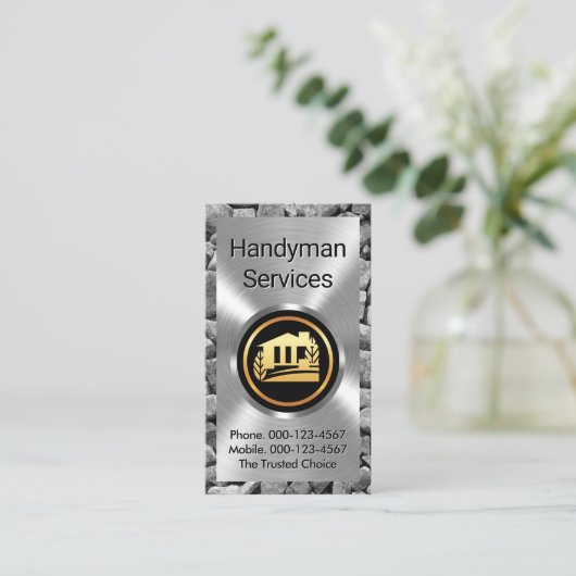 Silver Plate On A Stone Wall Builder 名刺 (スタンド正面)