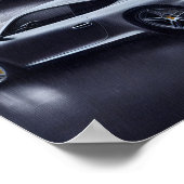 Silver Porsche Car on a Rainy Night ポスター (角)