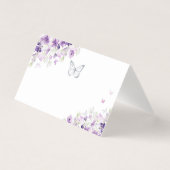 Silver purple floral butterfly plac card (正面)