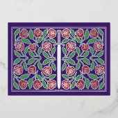 Silver Purple Medieval Floral Sword Wedding RSVP 箔招待状 (裏面)