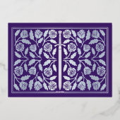 Silver Purple Medieval Sword Wedding RSVP 箔招待状 (裏面)