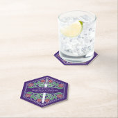 Silver Purple Royal Medieval Floral Sword Wedding ペーパーコースター (インサイチュ)