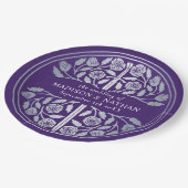 Silver Purple Royal Medieval Sword Wedding  ペーパープレート (アングル)