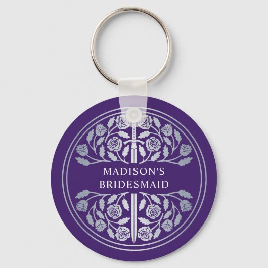 Silver Purple Sword Bridesmaid Royal Wedding Gift キーホルダー (正面)