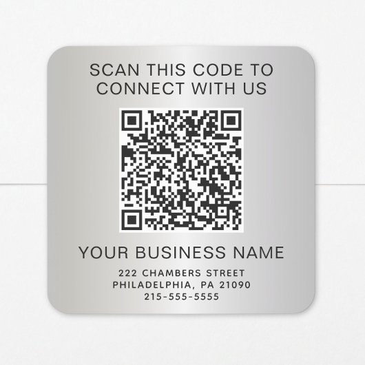 Silver QR Code Business スクエアシール