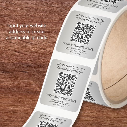 Silver QR Code Business スクエアシール