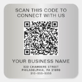 Silver QR Code Business スクエアシール (正面)