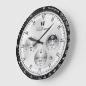 Silver Racing Dial  Luxury Chronograph  ラージ壁時計 (傾斜)