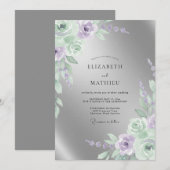 Silver Radiant Formal Wedding 招待状 (正面/裏面)