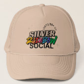 Silver Rainbow Social Trucker Hat キャップ (正面)