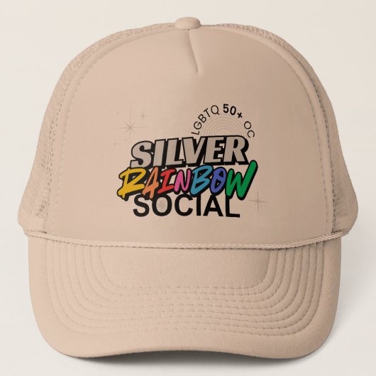 Silver Rainbow Social Trucker Hat キャップ (正面)