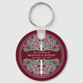 Silver Red Floral Bridesmaid Royal Wedding Gift キーホルダー (裏面)