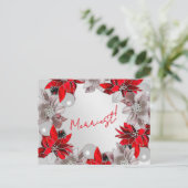 Silver & Red Poinsettia Holiday Post Card シーズンポストカード (スタンド正面)