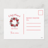Silver & Red Poinsettia Holiday Post Card シーズンポストカード (裏面)