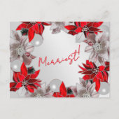 Silver & Red Poinsettia Holiday Post Card シーズンポストカード (正面)