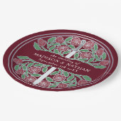 Silver Red Royal Medieval Floral Sword Wedding  ペーパープレート (アングル)