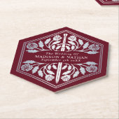 Silver Red Royal Medieval Sword Wedding ペーパーコースター (アングル)