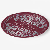 Silver Red Royal Medieval Sword Wedding  ペーパープレート (アングル)