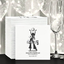 Silver Retro Let's Get Groovy 60th Birthday スタンダードカクテルナプキン