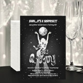 Silver Retro Let's Get Groovy 60th Birthday Party 招待状