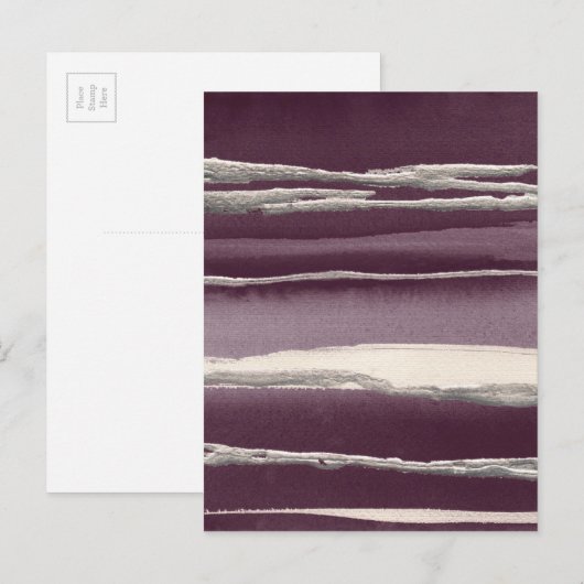 Silver Rose Purple Abstract Print ポストカード (正面/裏面)