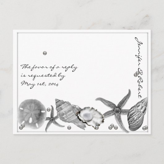 Silver RSVPポストカードにグラマラスなビーチ インビテーションポストカード (正面)