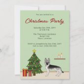 Silver Sable German Shepherd Festive Christmas 招待状 (正面)