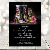Silver Sequin Boots 21st Birthday Party 招待状