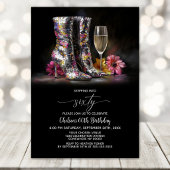 Silver Sequin Boots 60th Birthday Party 招待状