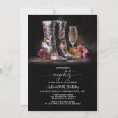 Silver Sequin Boots 80th Birthday Party 招待状 (正面)