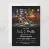 Silver Sequin Boots and Bubbly Bridal Shower 招待状 (正面)