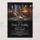 Silver Sequin Boots and Bubbly Bridal Shower 招待状 (正面)