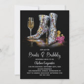 Silver Sequin Boots and Bubbly Bridal Shower 招待状 (正面)