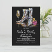 Silver Sequin Boots and Bubbly Bridal Shower 招待状 (スタンド正面)