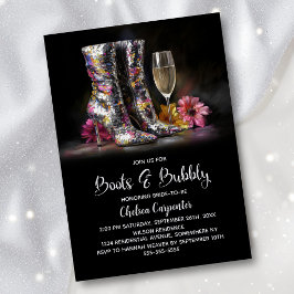 Silver Sequin Boots and Bubbly Bridal Shower 招待状