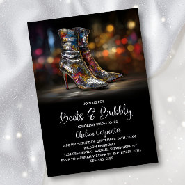 Silver Sequin Boots and Bubbly Bridal Shower 招待状