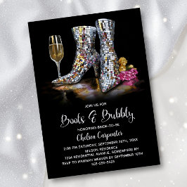 Silver Sequin Boots and Bubbly Bridal Shower 招待状