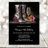 Silver Sequin Boots Any Age Birthday Party 招待状