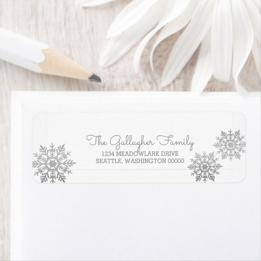 Silver Shimmering Chic Snowflake Holiday ラベル (インサイチュ)