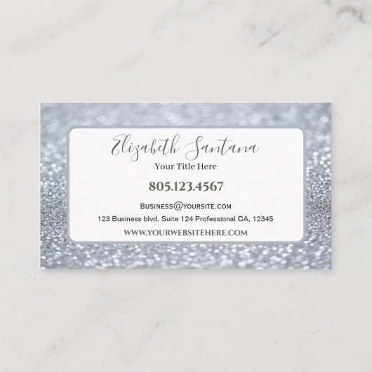 Silver Shimmery Glitter 名刺 (裏面)