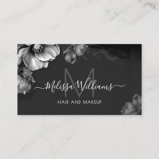 Silver Shiny Flowers Black  名刺 (正面)